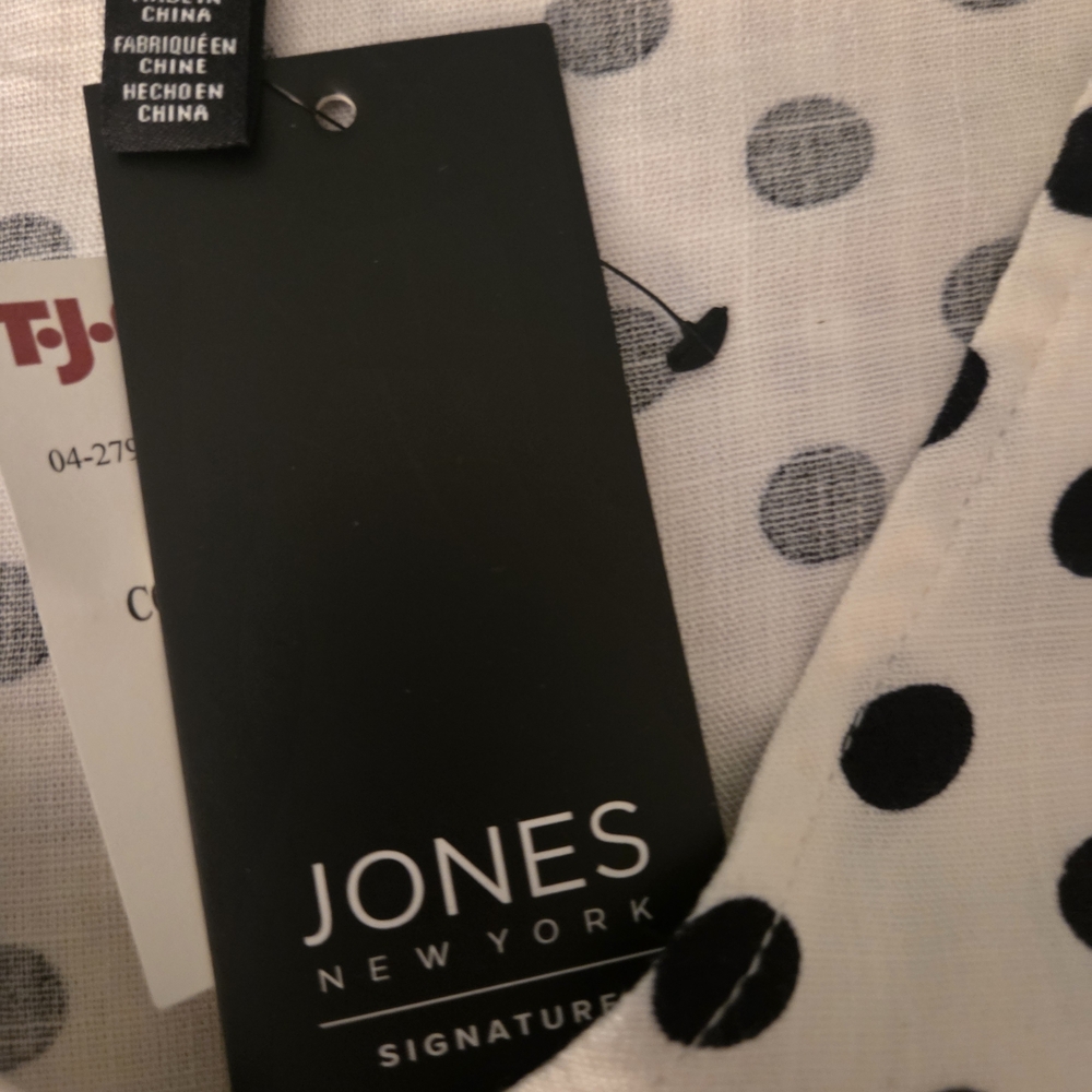 Jones New York White Blouse with Black Polka Dots - Picture 3 of 7